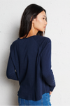 American Vintage Sonoma Long Sleeve Boat Neck Tee in Navy - Arielle Clothing