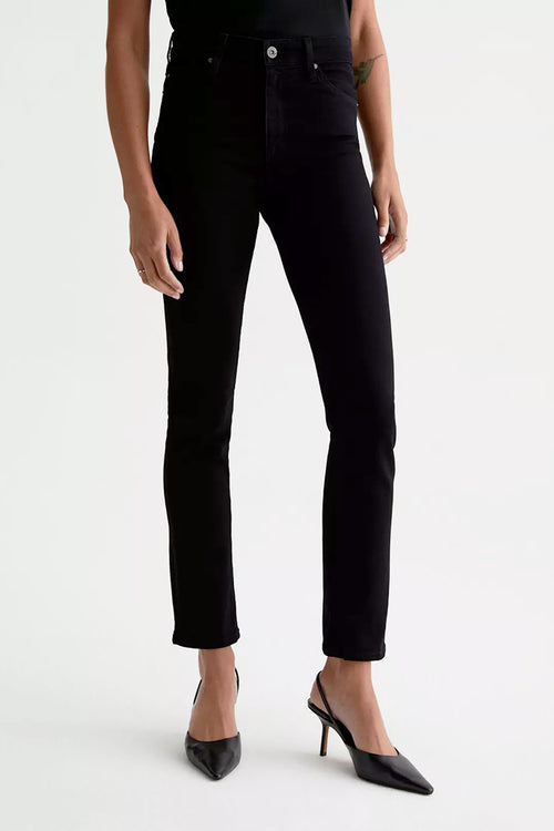 AG Jeans Mari High Rise Slim Straight in Opulent Black - Arielle Clothing