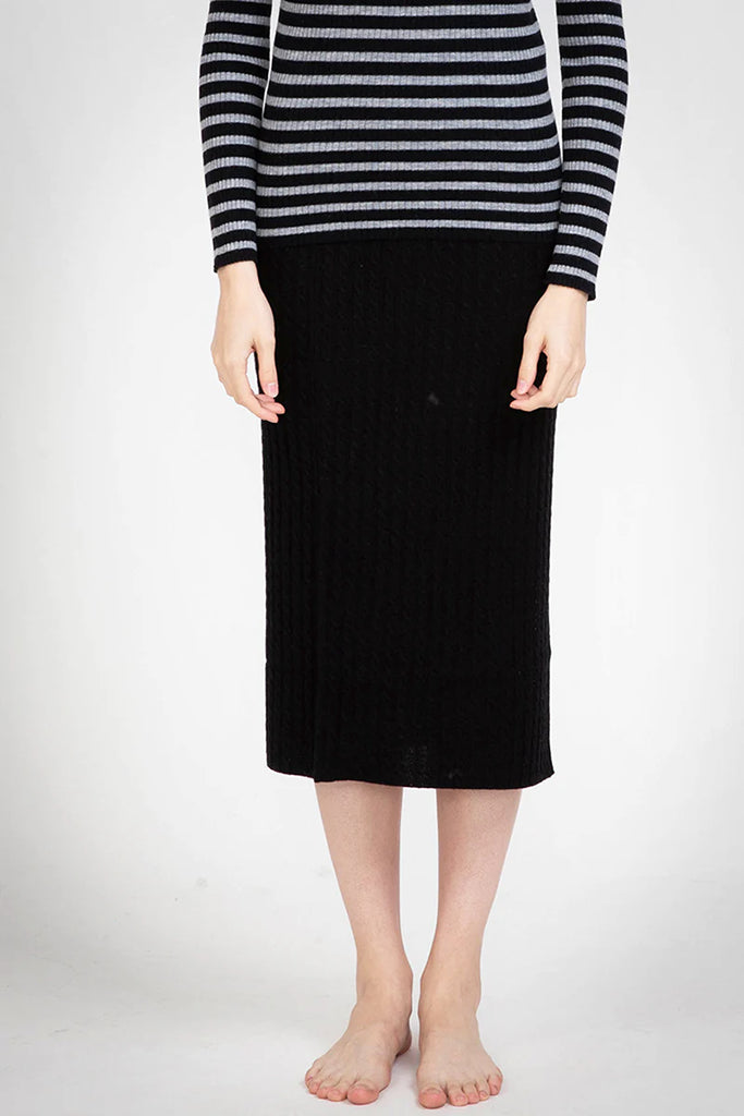 Aleger Cashmere Knit Pencil Skirt in Black - Arielle Clothing