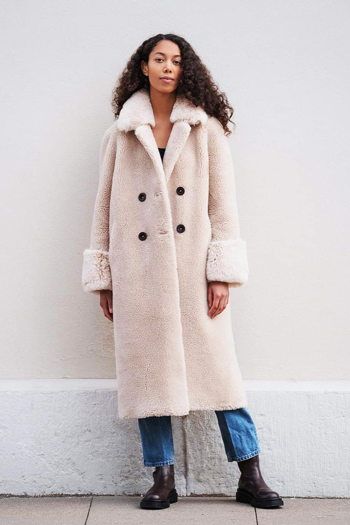 Americandreams Fiona Long Coat in Beige - Arielle Clothing