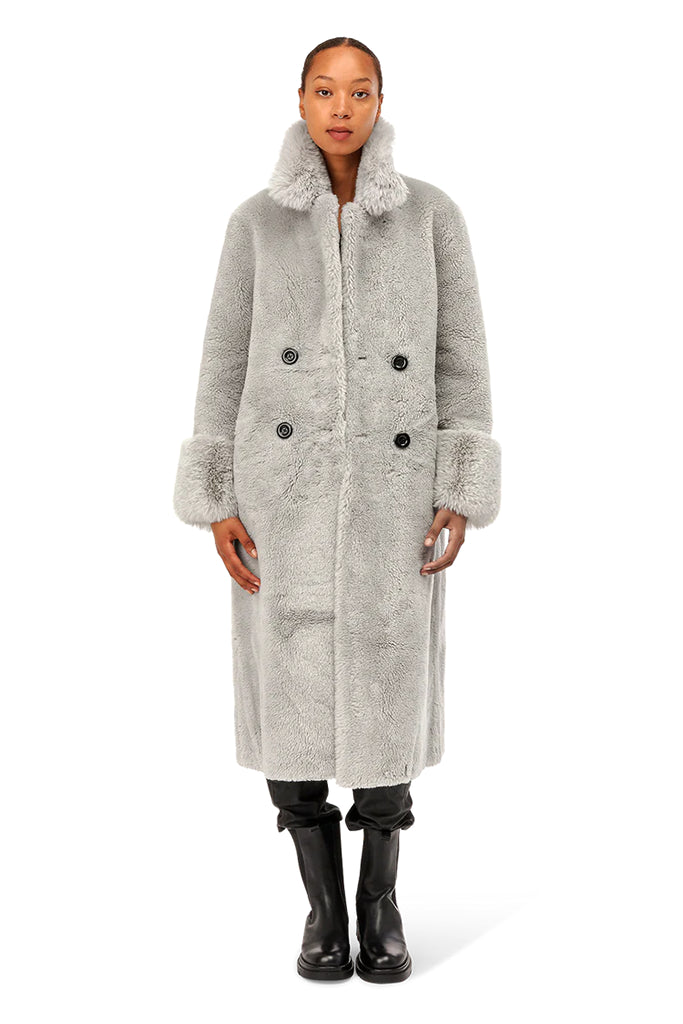 Americandreams Fiona Long Coat in Light Grey - Arielle Clothing