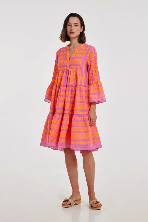 Devotion Twins Ella Midi in Orange/Fuschia - Arielle Clothing