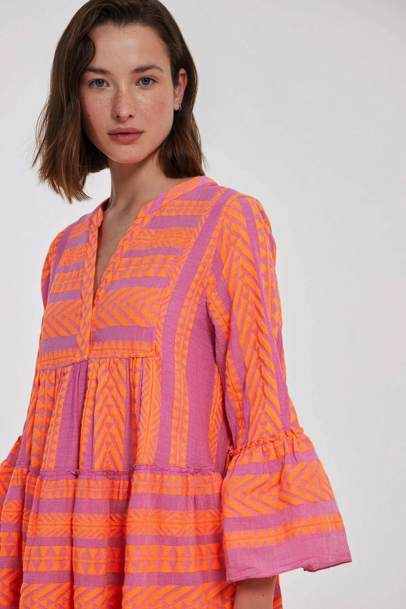 Devotion Twins Ella Midi in Orange/Fuschia - Arielle Clothing