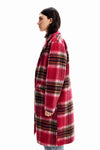 Desigual Plaid Wool Coat in Rose - Arielle Clothing