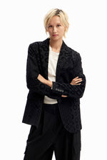 Desigual Geometric Flocked Blazer in Black - Arielle Clothing