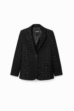 Desigual Geometric Flocked Blazer in Black - Arielle Clothing