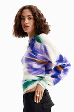 Desigual Out of Focus Floral Sweater in Raw - Arielle Clothing