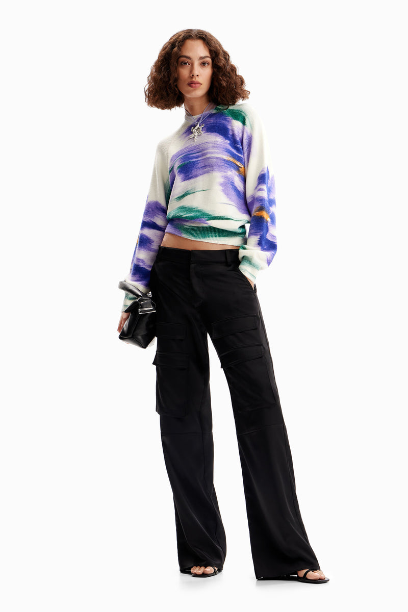 Desigual Out of Focus Floral Sweater in Raw - Arielle Clothing