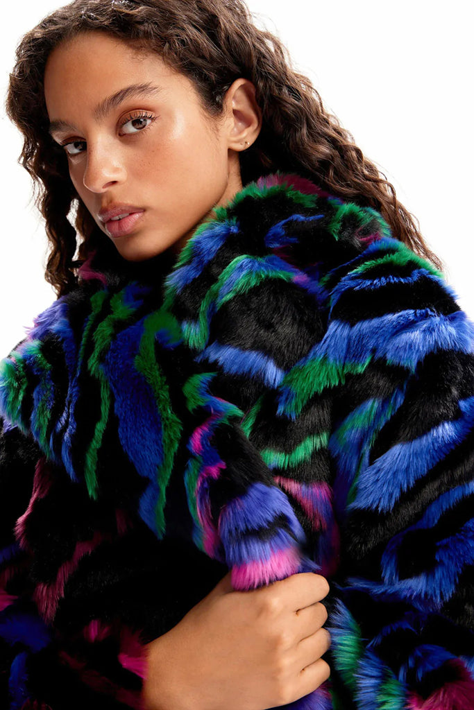 M. Christian Lacroix Fur Effect Coat in Multi - Arielle Clothing