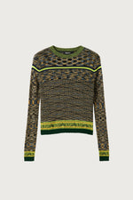 Desigual Fine Knit Mottled Sweater in Military Green - Arielle Clothing