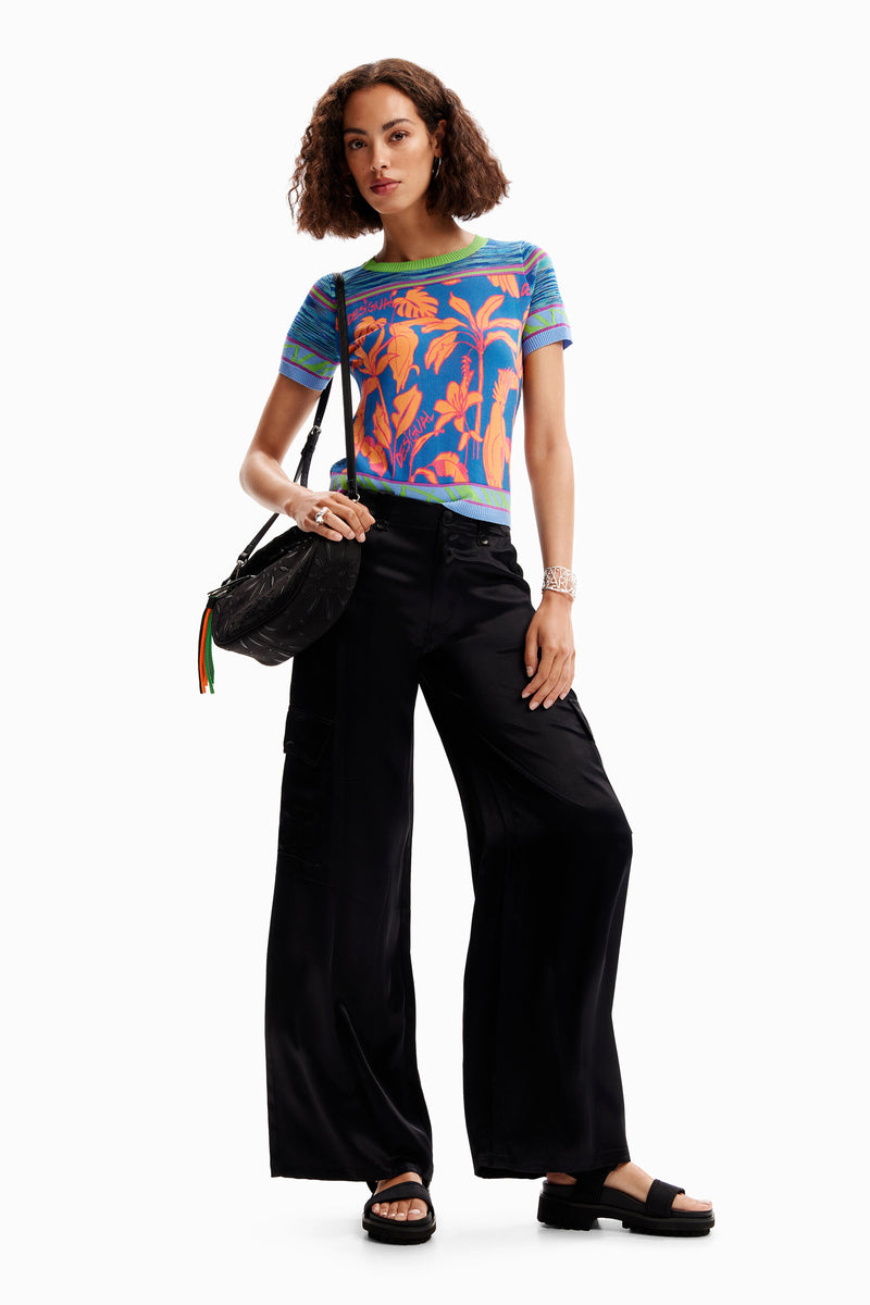 Desigual Eva Tropical Knit Tee in Ink - Arielle Clothing