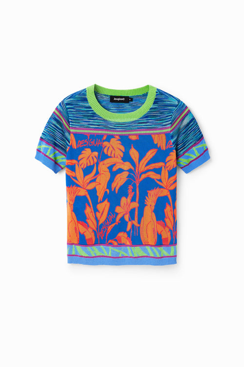 Desigual Eva Tropical Knit Tee in Ink - Arielle Clothing