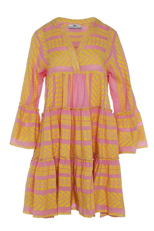 Devotion Twins Ella Midi Dress in Yellow & Pink - Arielle Clothing