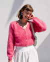 Cornelia Cropped Cardigan in Coral Red