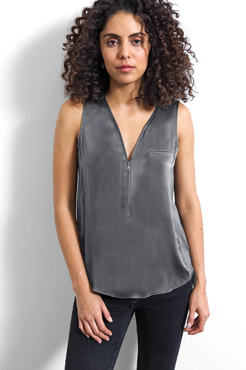 Go Silk Go Zippy Tank Luxe in Charcoal - Arielle Clothing