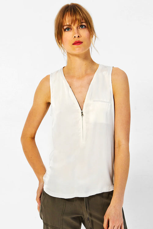 Go Silk Go Zippy Tank Luxe in White - Arielle Clothing