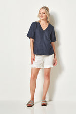 Verge Greer Linen Top in Ink - Arielle Clothing