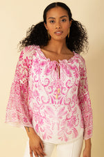 Hale Bob Myra Chiffon Blouse in Pink - Arielle Clothing