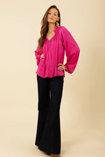 Hale Bob Sarai Solid Top in Fuchsia - Arielle Clothing