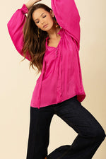 Hale Bob Sarai Solid Top in Fuchsia - Arielle Clothing