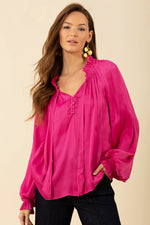 Hale Bob Sarai Solid Top in Fuchsia - Arielle Clothing