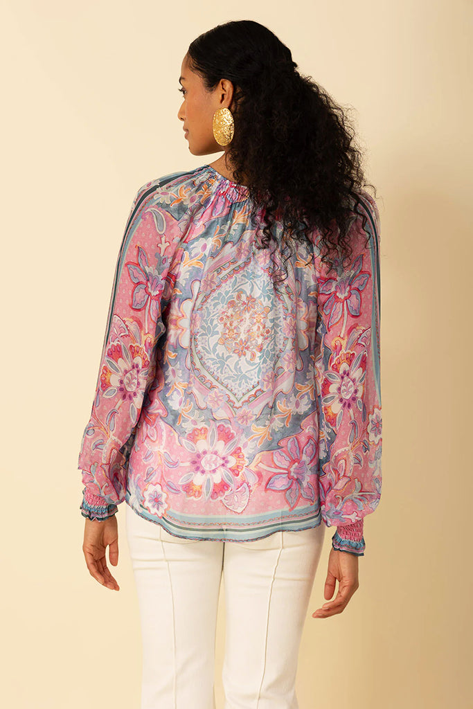 Hale Bob Michaela Chiffon Blouse in Pink - Arielle Clothing