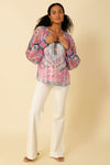 Hale Bob Michaela Chiffon Blouse in Pink - Arielle Clothing