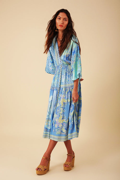 Hale Bob Kaylee Midi Dress in Blue - Arielle Clothing