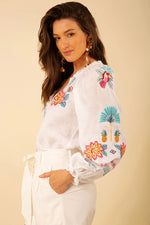 Hale Bob Saylor Embroidered Linen Top - Arielle Clothing
