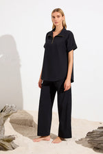 Mela Purdie F65 8572 Half Zip Shirt in French Navy - Arielle Clothing