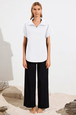 Mela Purdie F65 8572 Half Zip Shirt in White - Arielle Clothing