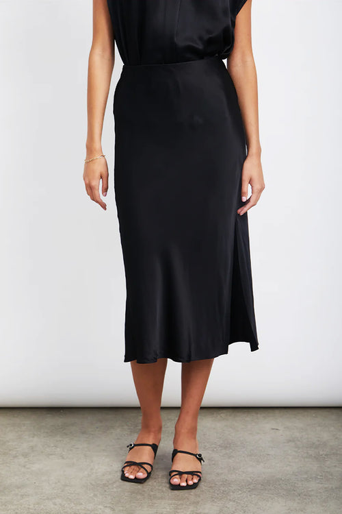 Rails Maya Satin Skirt in Black - Arielle Clothing