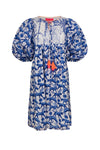 Place du Soleil Cheetah Print Dress in White/Azure - Arielle Clothing