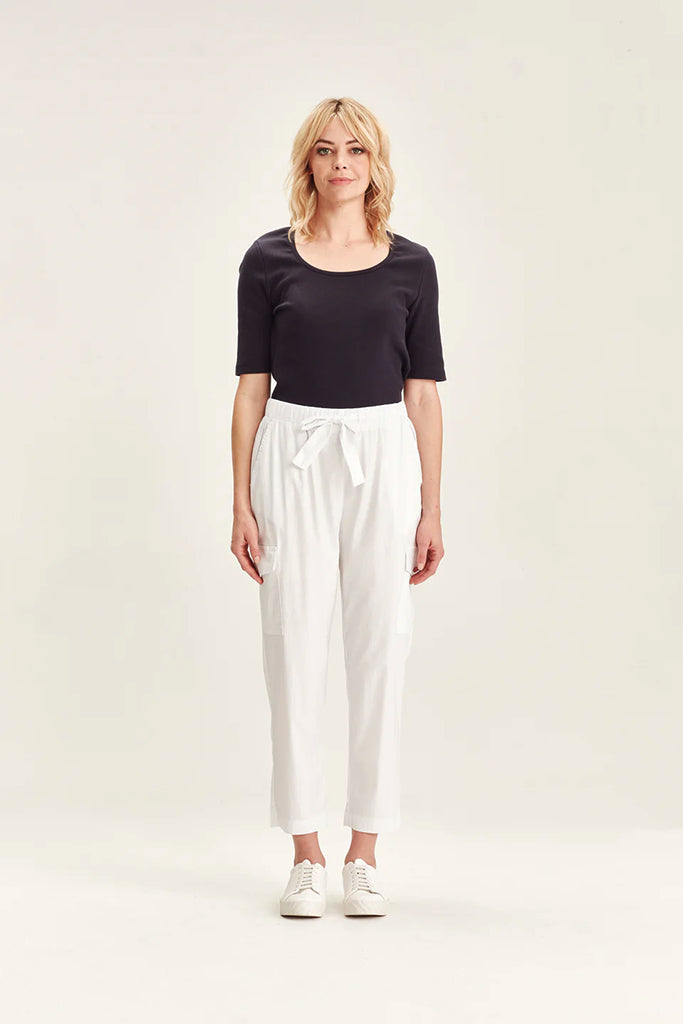 Verge Acrobat Soft Cargo Pant in White - Arielle Clothing