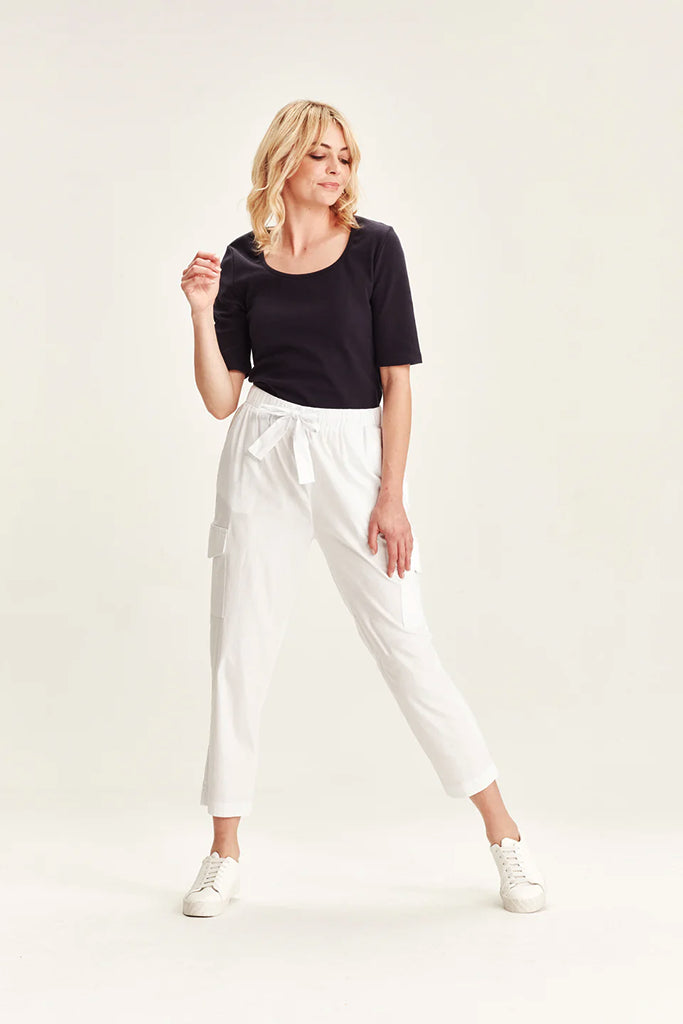 Verge Acrobat Soft Cargo Pant in White - Arielle Clothing