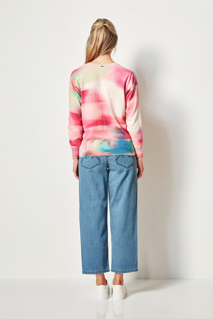 Verge Printed Blush Sweater in Pink - Arielle Clothing