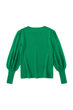 Aleger Cashmere Bell Sleeve Round Neck Sweater in Kelly Green - Arielle Clothing