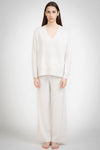 Aleger Cashmere Oversized High Low V Neck Sweater in Terry - Arielle Clothing