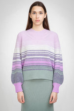 Aleger Chunky Ombre Balloon Sleeve Sweater in Mauve Moss - Arielle Clothing