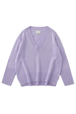 Aleger Cashmere Oversized V Neck Sweater in Light Iris - Arielle Clothing