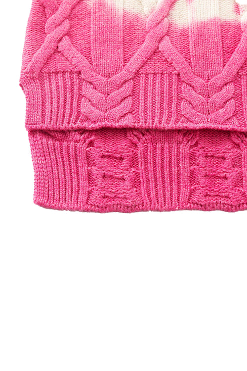 Aleger Cashmere Cable Knit Dip Dye Sweater in Candy Apple - Arielle Clothing