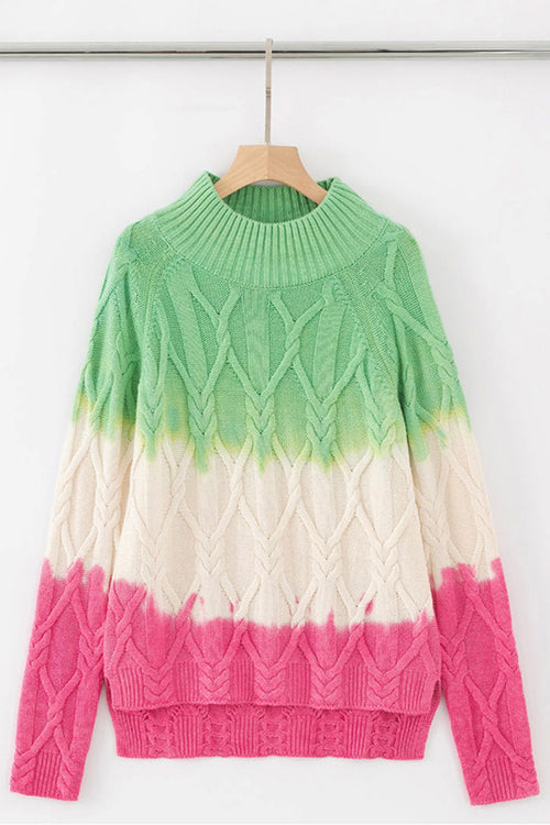 Aleger Cashmere Cable Knit Dip Dye Sweater in Candy Apple - Arielle Clothing
