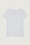 American Vintage Jacksonville Jac51 Short Sleeve V Neck Tee in White - Arielle Clothing