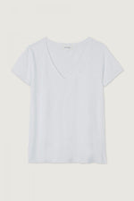 American Vintage Jacksonville Jac51 Short Sleeve V Neck Tee in White - Arielle Clothing