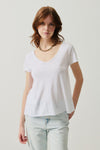 American Vintage Jacksonville Jac51 Short Sleeve V Neck Tee in White - Arielle Clothing