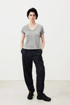 American Vintage Sonoma S/S V Neck Tee in Heather Grey - Arielle Clothing