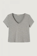 American Vintage Sonoma S/S V Neck Tee in Heather Grey - Arielle Clothing