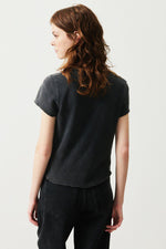 American Vintage Sonoma S/S V Neck Tee in Washed Black - Arielle Clothing