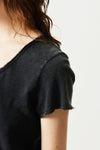 American Vintage Sonoma S/S V Neck Tee in Washed Black - Arielle Clothing