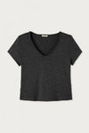 American Vintage Sonoma S/S V Neck Tee in Washed Black - Arielle Clothing